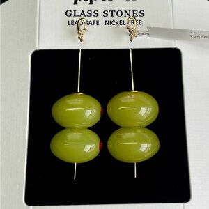 Piper k Martini Olives Green and Red Glass Stone Earrings